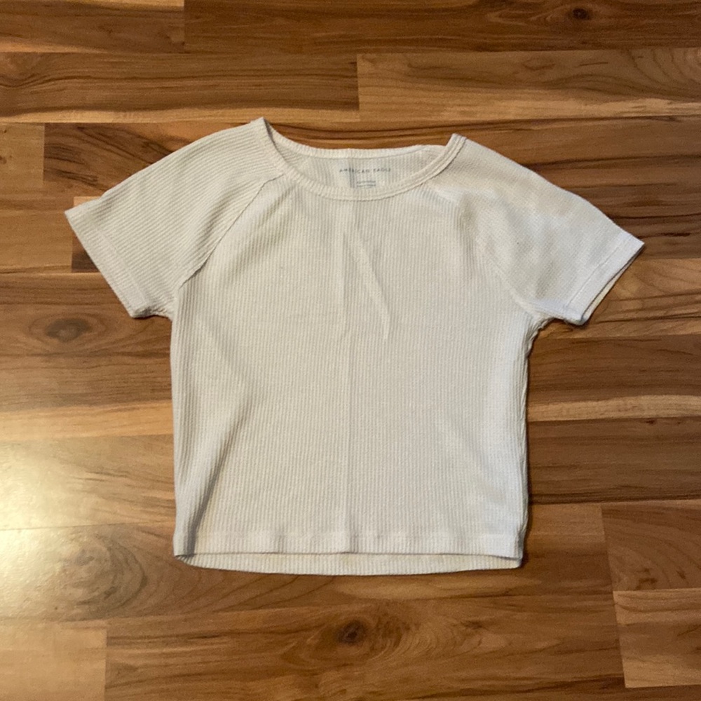 American eagle crop top, short sleeve. Fabric looks like long John material